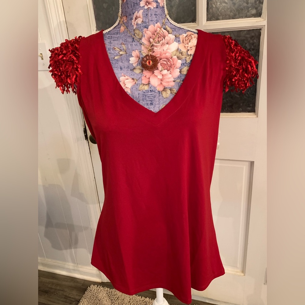 Ashley Stewart Crimson Dress Blouse size 10/12